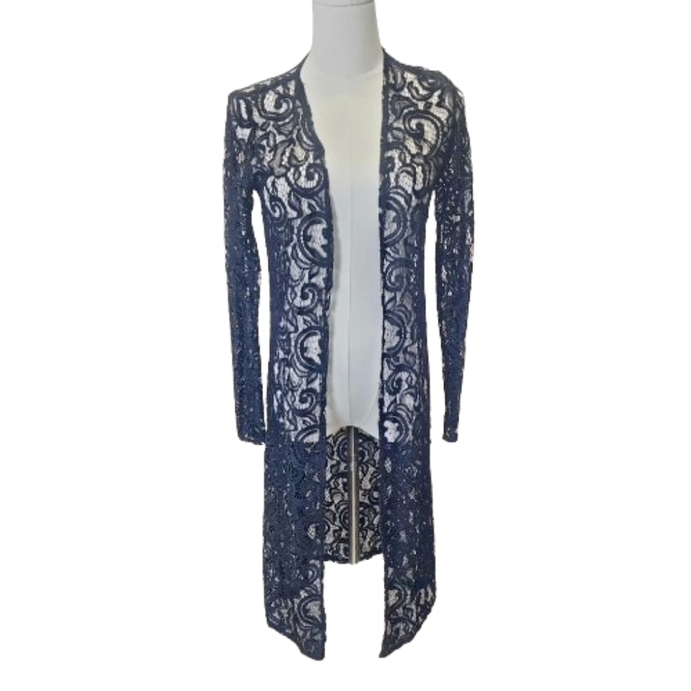 Witchey Goth Black Lace Long Sleeve Long Jacket Style  Cover Up